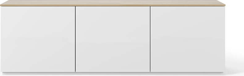 Bílá komoda s deskou v dekoru dubového dřeva TemaHome Join