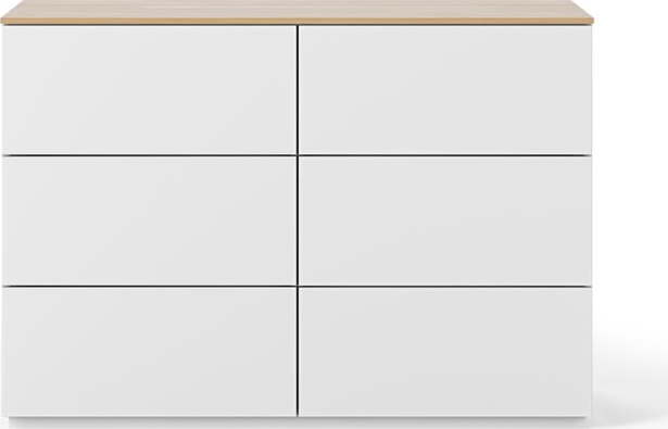 Bílá komoda s šuplíky a deskou v dubovém dekoru TemaHome Join