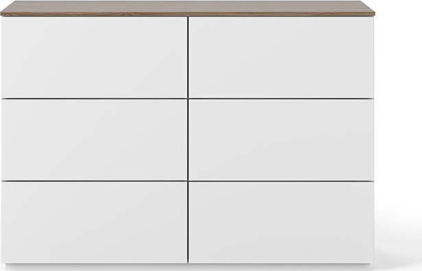 Bílá komoda s šuplíky a deskou v ořechovém dekoru TemaHome Join