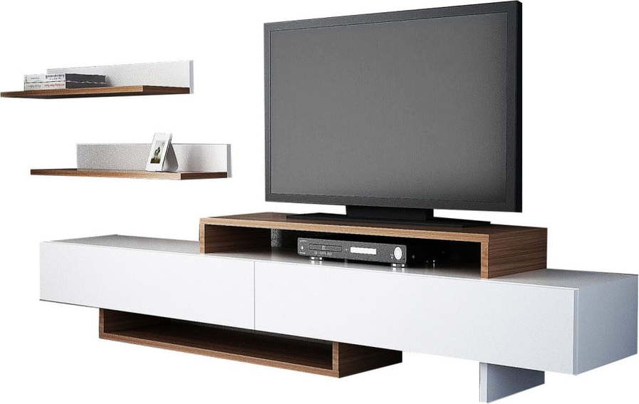 Bílá/přírodní TV sestava 180x40 cm Nirvanas – Furny Home Furny Home