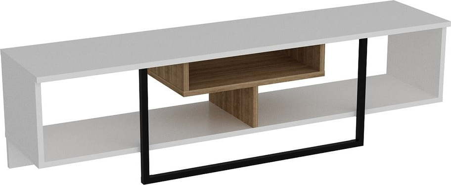 Bílý TV stolek v dekoru dubu 149x40 cm Asal – Kalune Design Kalune Design