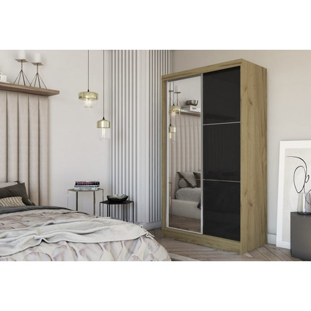 Kvalitní Šatní Skříň Viviana 120 cm Dub artisan/černá Furniture