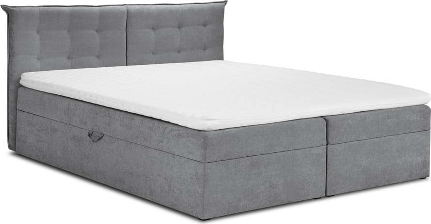 Šedá boxspring postel s úložným prostorem 160x200 cm Echaveria – Mazzini Beds Mazzini Beds