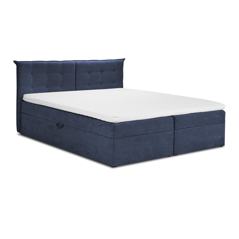 Tmavě modrá boxspring postel s úložným prostorem 160x200 cm Echaveria – Mazzini Beds Mazzini Beds