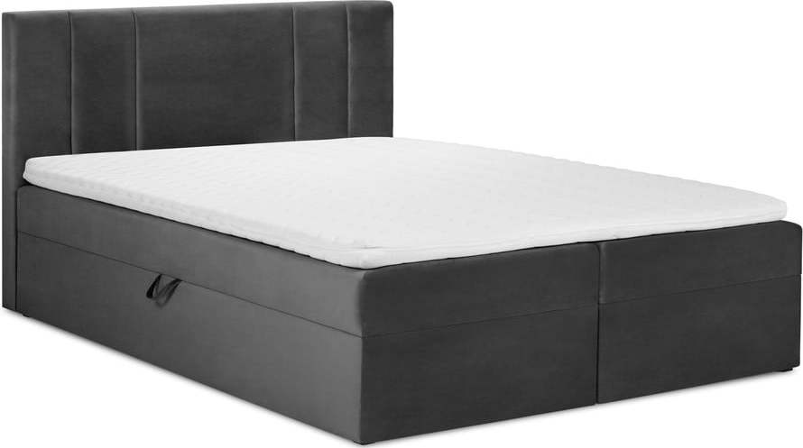 Tmavě šedá boxspring postel s úložným prostorem 180x200 cm Afra – Mazzini Beds Mazzini Beds