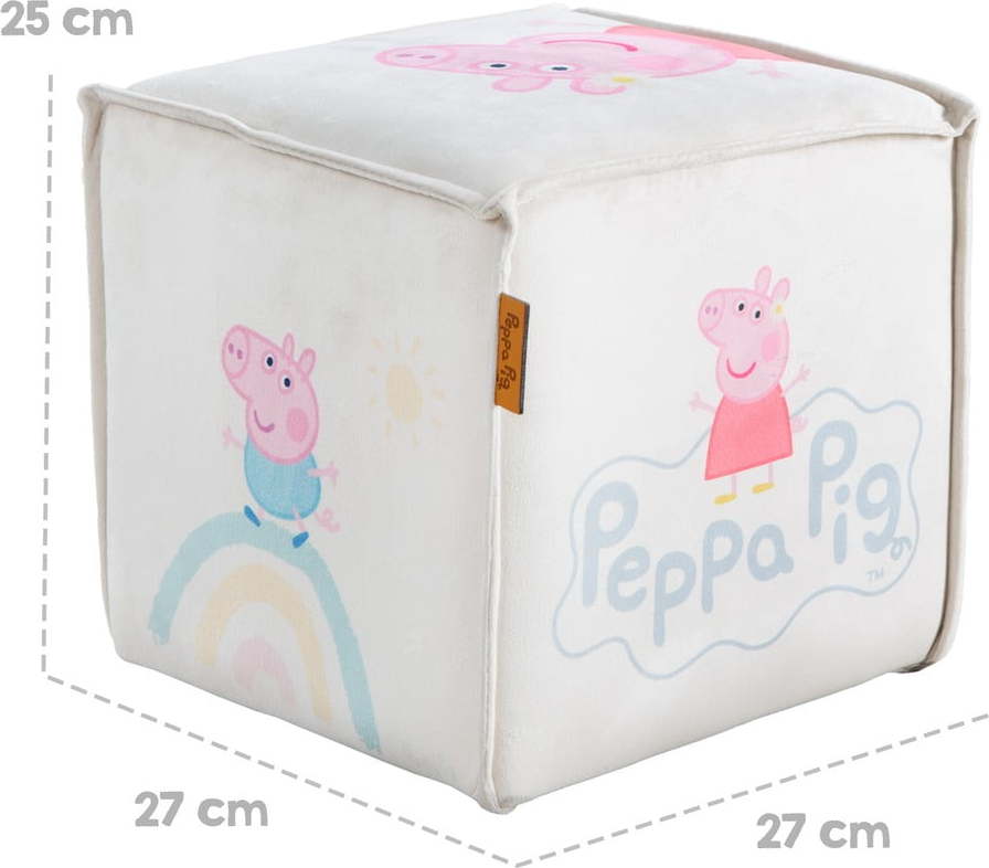 Bílý sametový dětský puf Peppa Pig – Roba Roba