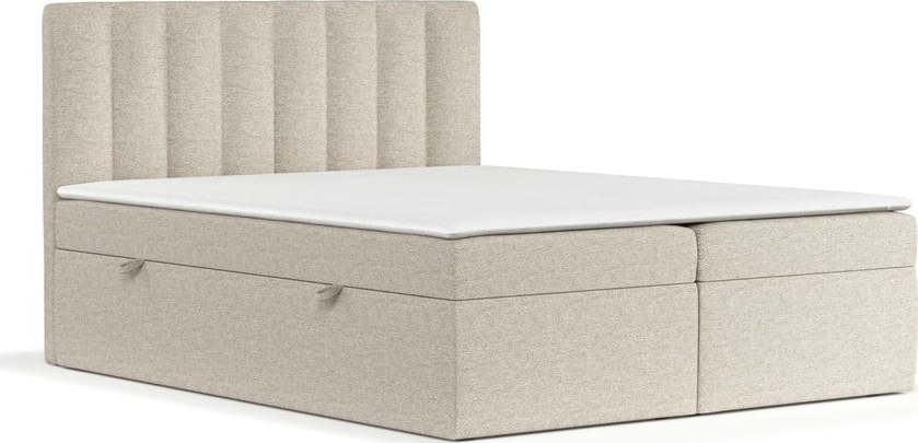 Béžová boxspring postel s úložným prostorem 140x200 cm Novento – Maison de Rêve Maison de Reve