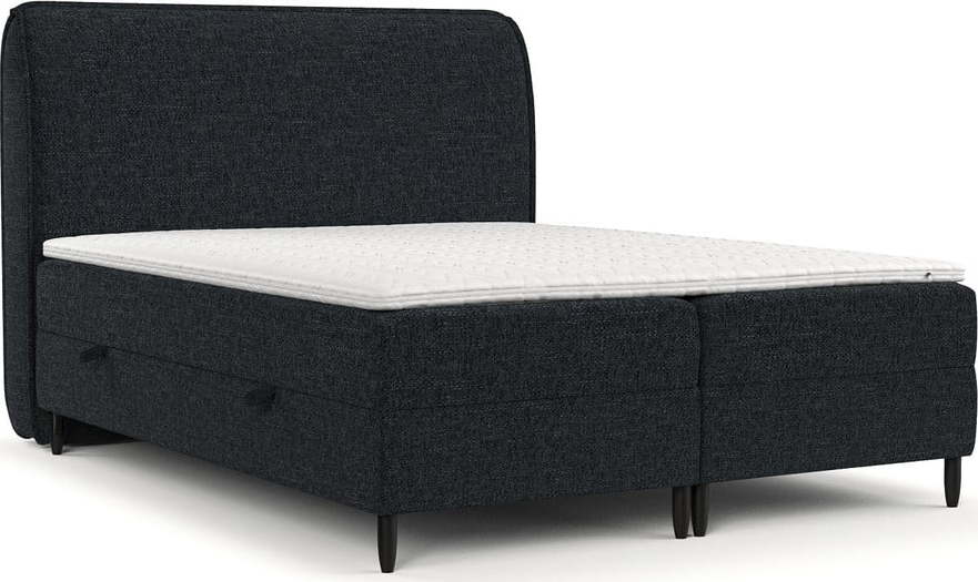 Černá boxspring postel s úložným prostorem 200x200 cm Melba – Maison de Rêve Maison de Reve