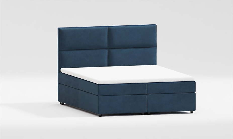 Tmavě modrá boxspring postel s úložným prostorem 200x200 cm – Ropez Ropez