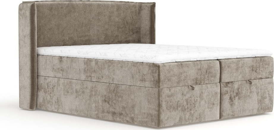 Béžová boxspring postel s úložným prostorem 200x200 cm Passion – Maison de Rêve Maison de Reve