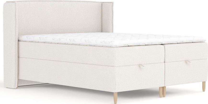 Krémová boxspring postel s úložným prostorem 160x200 cm Monpelli – Maison de Rêve Maison de Reve